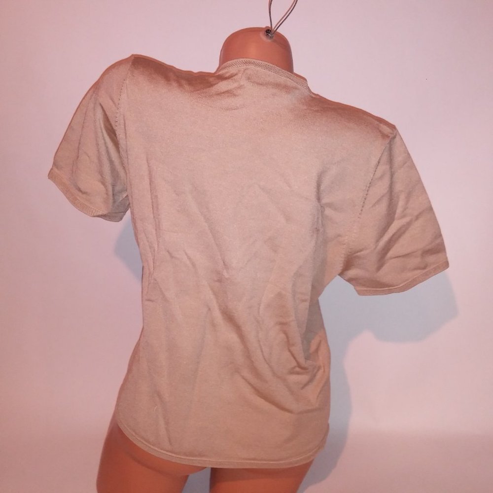 Pendleton Sweater Xl Solid Beige Short Sleeve Cre… - image 6